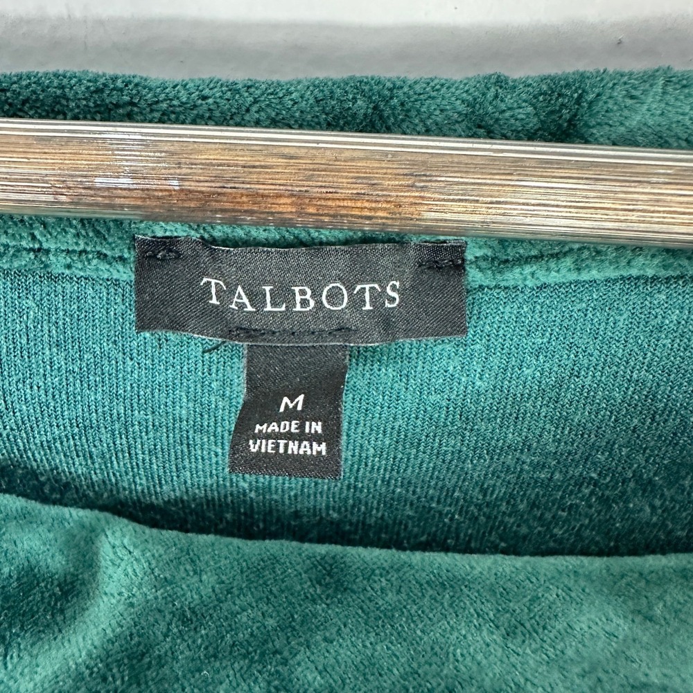 Talbots Velvet Cowl Neck Top Womens M Green Long Sleeve Blouse - Picture 3 of 6